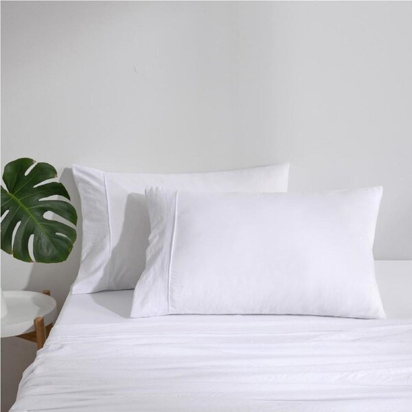Dreamaker Superfine Washed Microfibre Easy Care Standard Pillowcase Twin Pack - White