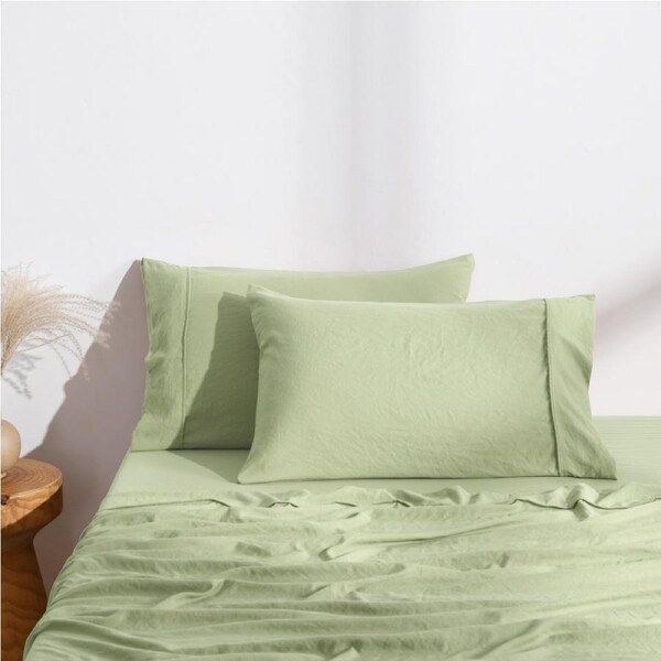 Dreamaker Superfine Washed Microfibre Easy Care Standard Pillowcase Twin Pack - Sage Green