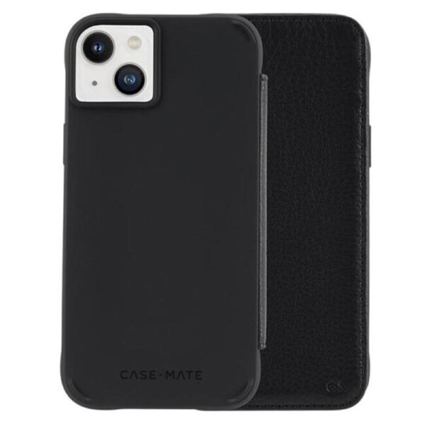 Case-Mate Leather Wallet MagSafe Case (Suits iPhone 14 Plus) - Black