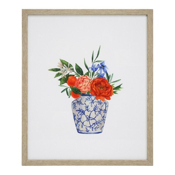 Framed 45x55cm Glass Print Floral Chino 1 Hanging Wall Art Home Decor Display