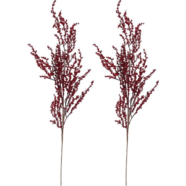 2x Stemmed 80cm Red Berries Artificial/Fake Home/Office Decor Faux Flower Plant