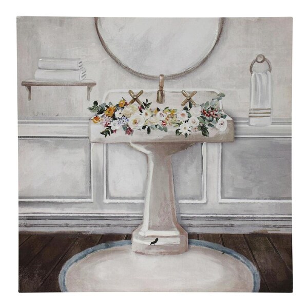 Framed 42cm Square Canvas/Wood Bath Bliss 2 Wall Hanging Art Home Decor Dsiplay