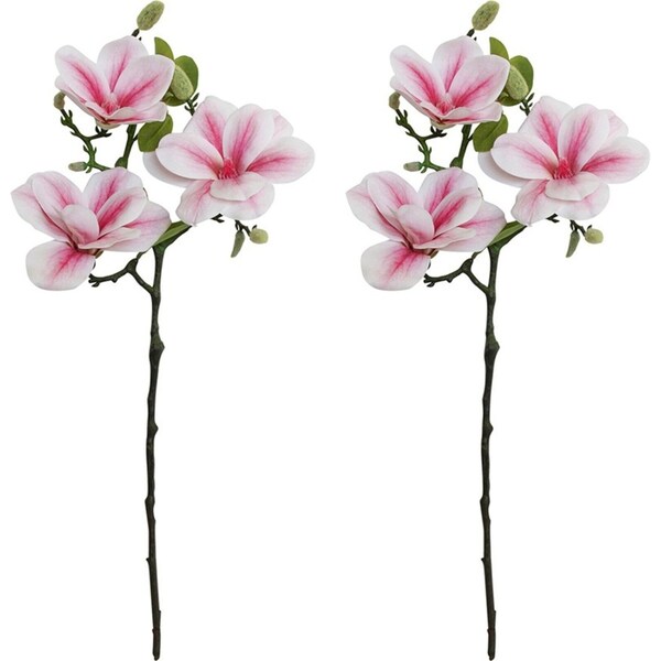 2x Faux 65cm Magnolia Stem Artificial/Fake Home/Office Decor Flower Plant Pink