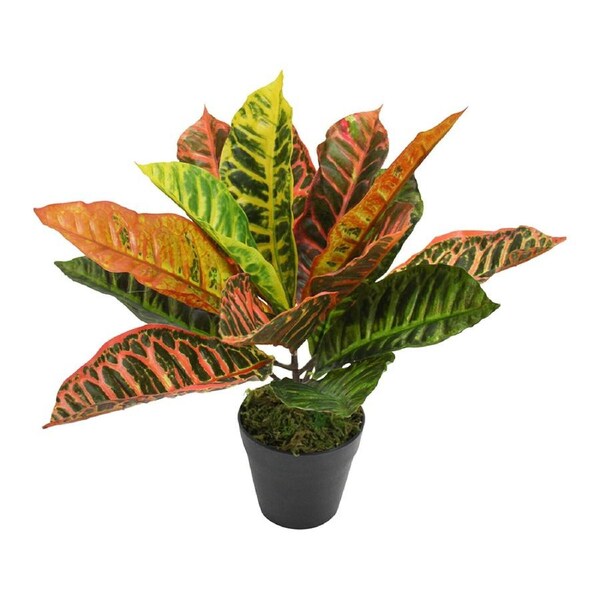 Potted 38cm Plastic Croton Faux/Fake Artificial Plant Home Room Garden Decor Red