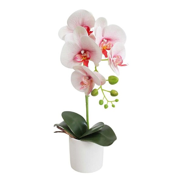 Faux 31cm Orchid Artificial/Fake Home Decorative Flower Plant w/ Pot Single Pink