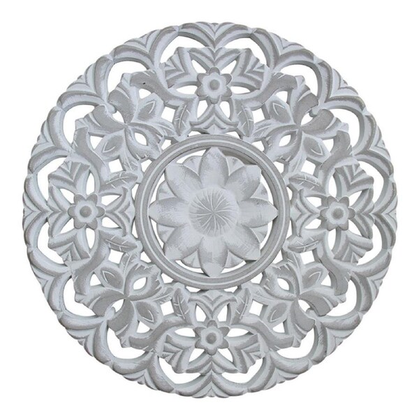 Round MDF 50cm Mandala Decorative Wall Hanging Home Decor Display Large Grey
