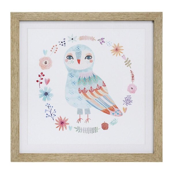 Framed Glass/Resin 40x40cm Print Owl 2 Wall Hanging Art Home Decorative Display