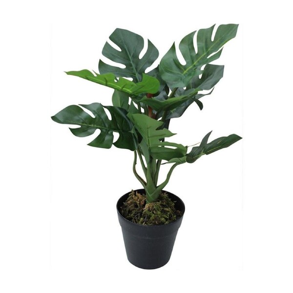 Potted 10cm Monsteria Faux Artificial Fake Plant Home Garden Decor Small Green