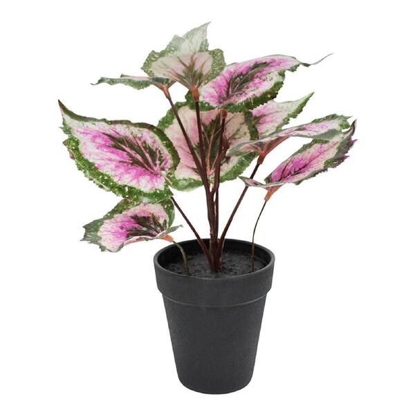 Potted 27cm Begonia Purple Faux/Fake Artificial Plant Home Room Garden Decor