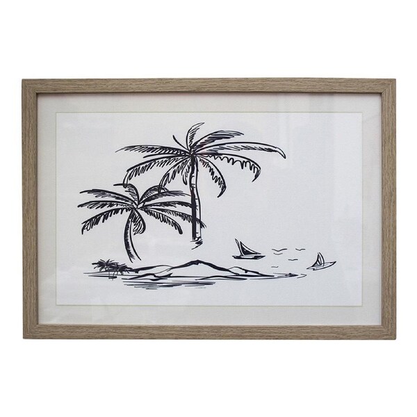 Framed Glass/Resin 50x35cm Print Palm Drawing Wall Hanging Art Home Display