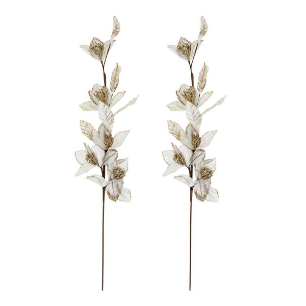 2x Stemmed 75cm Velvet Leaf Artificial Home/Office Decorative Faux Plant Ivory