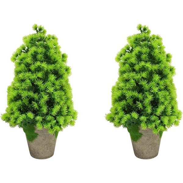2x Potted 32cm Boxwood Artificial Faux/Fake Plant Home Room Garden Decor Green