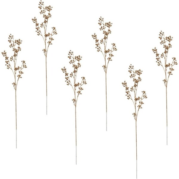 6x Faux 80cm Stem Berries Artificial/Fake Home/Office Decor Foliage Plant Gold