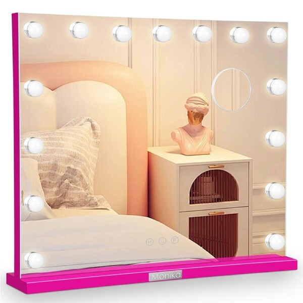 Monika 60*52cm Makeup Mirror With Dimmable Lights 15 LED Lighted Vanity Mirrors Wall