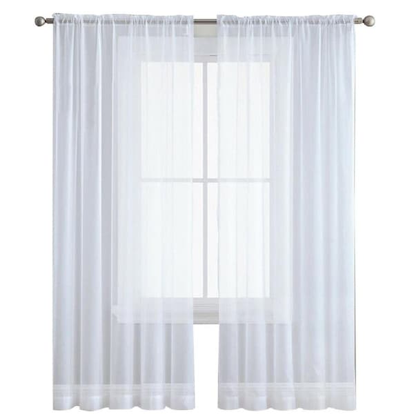2 Panel Sheer Curtains Rod Pocket Window Sheer Voile Curtain Bedroom 140cmx213cm Blue
