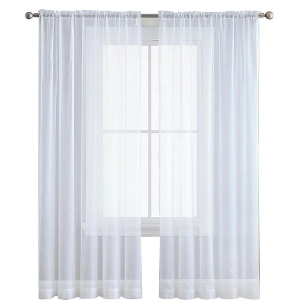 2 Panel Sheer Curtains Rod Pocket Window Sheer Voile Curtain Bedroom 140cmx213cm Dark blue