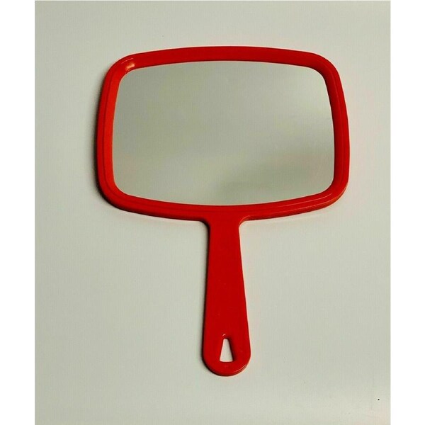 Hand Held Mirror Handheld Salon Mirror Large Lady Women Makeup Beauty Cosmetic Large Red