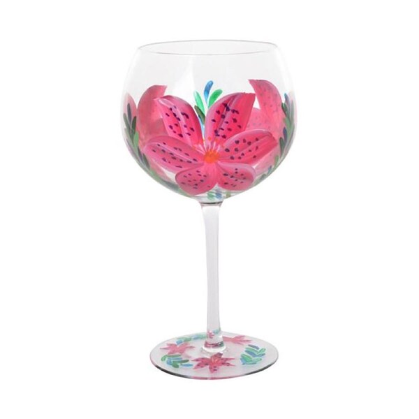 Lynsey Johnstone Hand Painted Gin Glass Lily, Gibson Gifts 54891