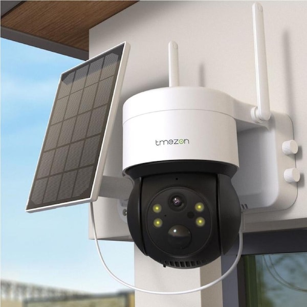 Solar Powered Security Camera Outdoor Wireless 360° PTZ Camera for Home Surveillance with 2MP Night Vision Pan Tilt Solar Powered Two-Way Audio Motion Detection 2.4Ghz WiFi IP65