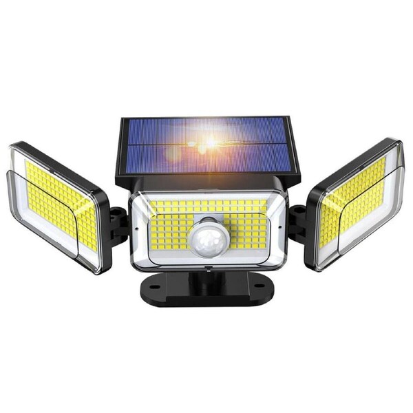 3 Head 368 LED Solar Motion Sensor Light Outdoor Garden Wall Security Flood Lamp