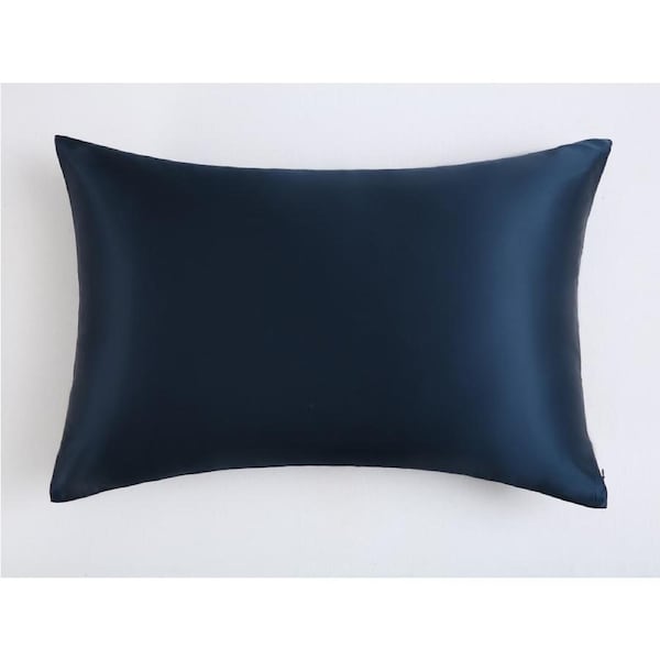 Luxe Bedding 6A Grade 100% Mulberry Silk ZIPPERED STANDARD Pillowcase Navy