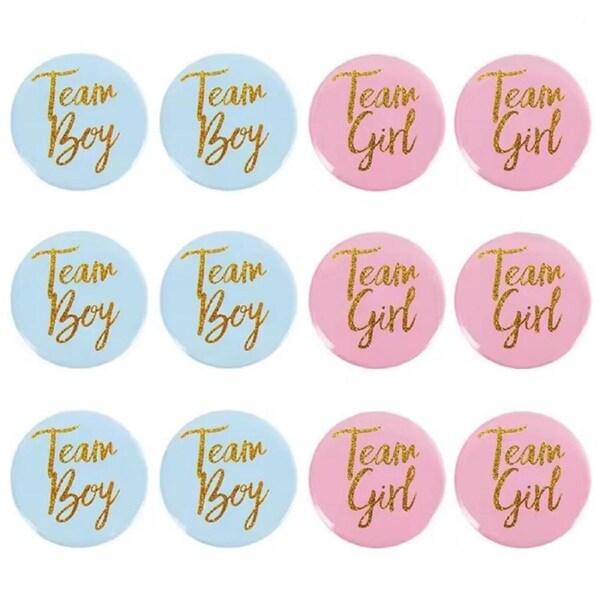Gender Reveal Baby Shower Party Favours Gifts Badges Team Boy or Girl Vote Games