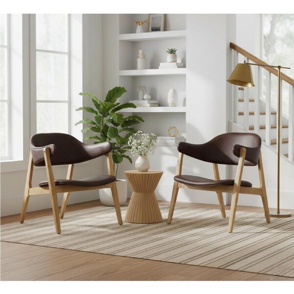 Angela Lounge Chair set of 2 Dark Chocolate and Oak