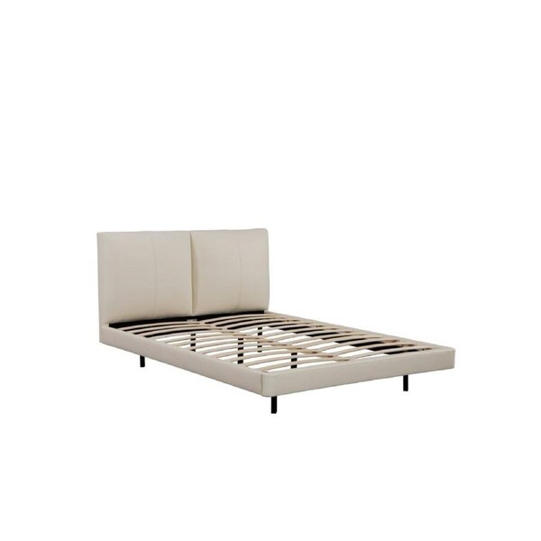 Lara Leatherette Floating Bed with LED Light Double Size Modern Grey