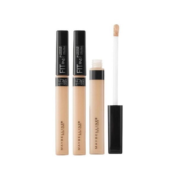 3 x Maybelline Fit Me Natural Medium Coverage Concealer 6.8mL - 15 Light