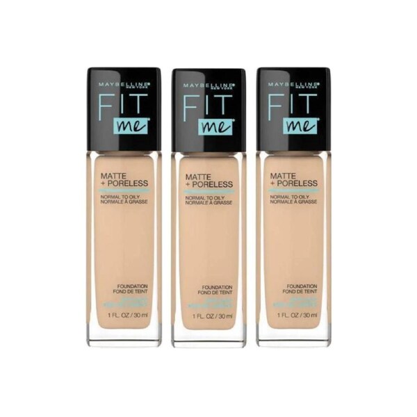 3 x Maybelline Fit Me Matte & Poreless Mattifying Liquid Foundation 30mL - 220 Natural Beige