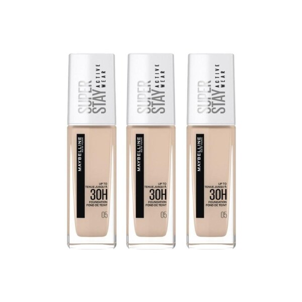 3 x Maybelline SuperStay Active Wear 30HR Longwear Foundation 30mL - 05 Light Beige