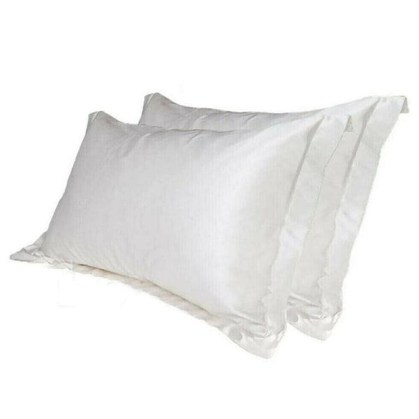 2X Silk Satin Pillow Case Cover Solid Standard Bedding Smooth Soft Pillowcase White