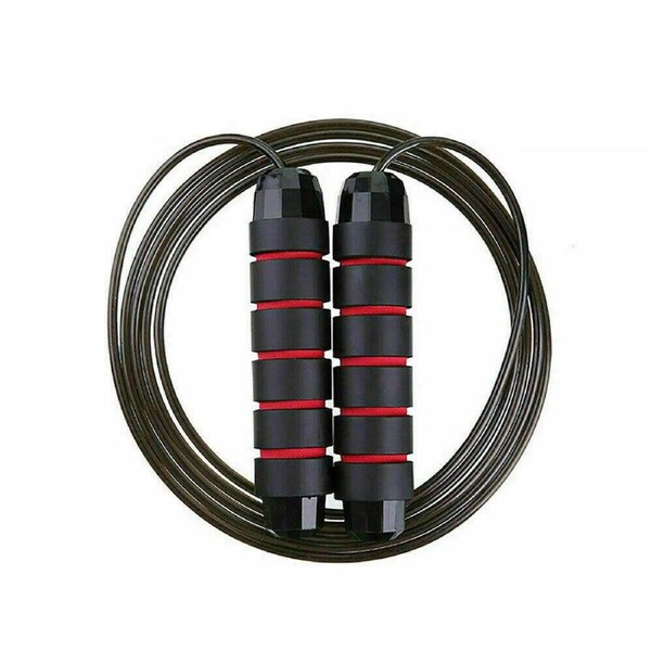 Heavy Weighted Skipping Jump Rope Sweat-proof Boxing Training Fitness Gym Speed Black + Red