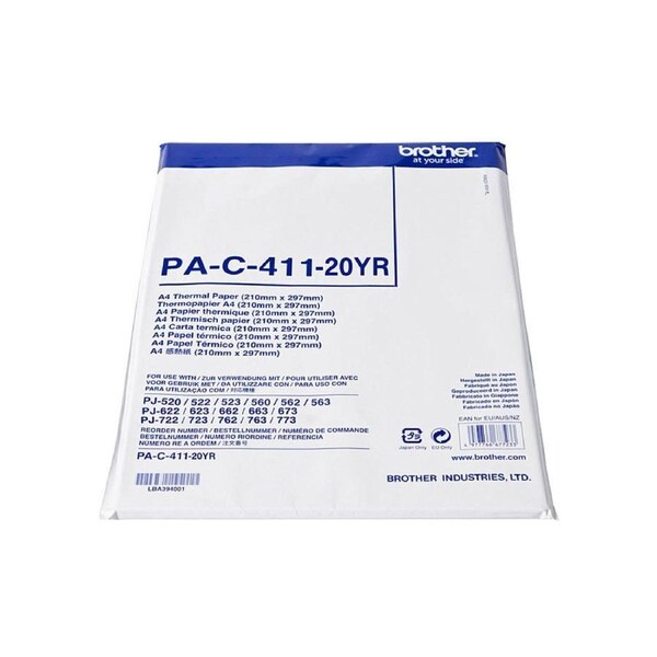 Brother PA-C-411 MOBILE THERMAL PAPER: A4 thermal paper sheets (100 sheets), 75gsm, 3 YEARS ARCHIVE LIFE