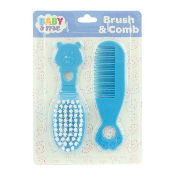 Baby & Me Brush and Comb Set Blue Soft Bristle Hair Grooming for Babies