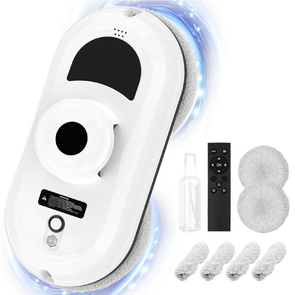 Advwin Window Cleaner Robot, Automatic Window Cleaning Vacuum Glass Cleaning Robotic with Remote Control, 2800Pa Suction Electric Window Cleaner, Suitable for Glass Window Tile, Indoor Outdoor