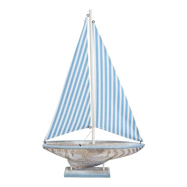 MDF 37cm Sailboat Skipper Centrepiece Home Tabletop Accent Decor Large Blue