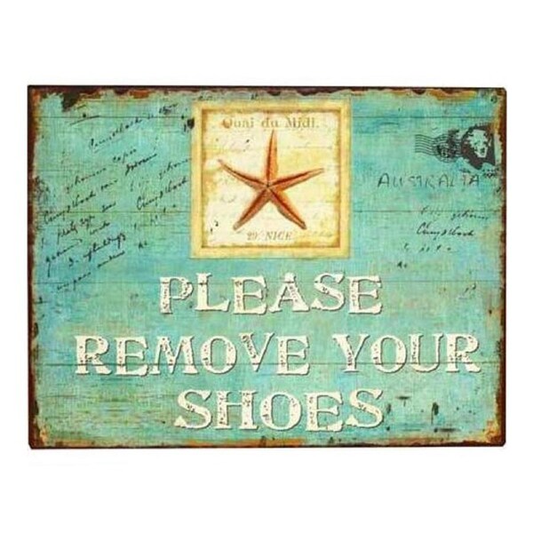 Remove Shoes Metal 25cm Sign Board Home/Room Decorative Hanging Signage Display