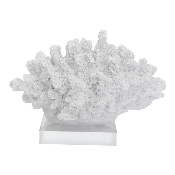 Decorative Polyresin/Acrylic 17cm Tidal Coral Decor Centrepiece Display White