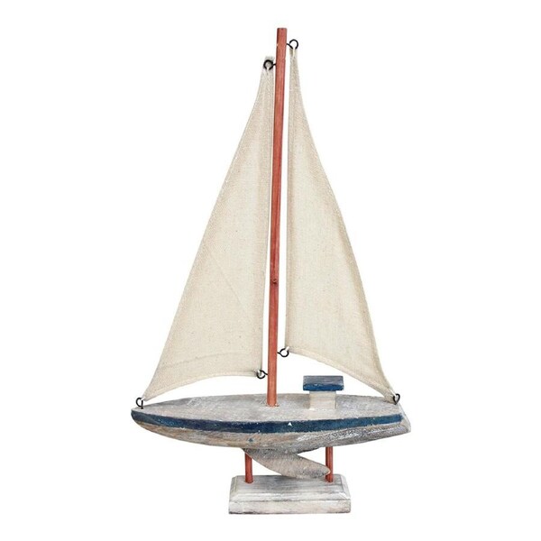 MDF 35cm Sailboat Docks Centrepiece Home Tabletop Accent Decor Medium White