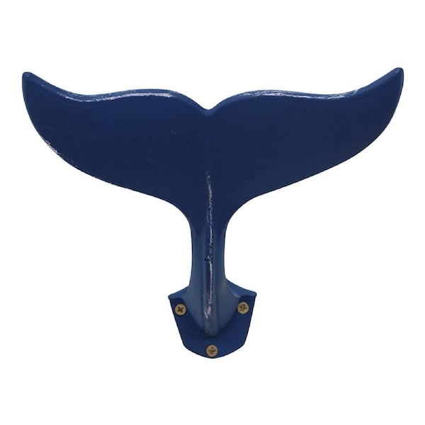 Metal 23cm Whale Tail Hook Wall Mounted Clothes Hanger/Holder Home Decor Blue