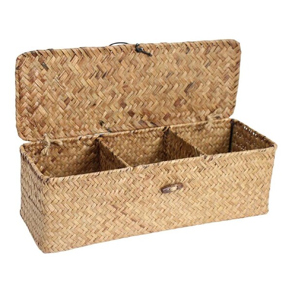 Straw 33cm Woven Case w/ Section Storage Home/Kitchen Organiser Decor Natural