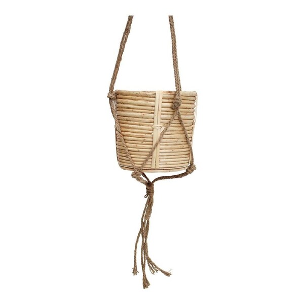 Zara Straight Willow 20cm Hanging Planter Plant Basket w/ Rope Home Garden Decor