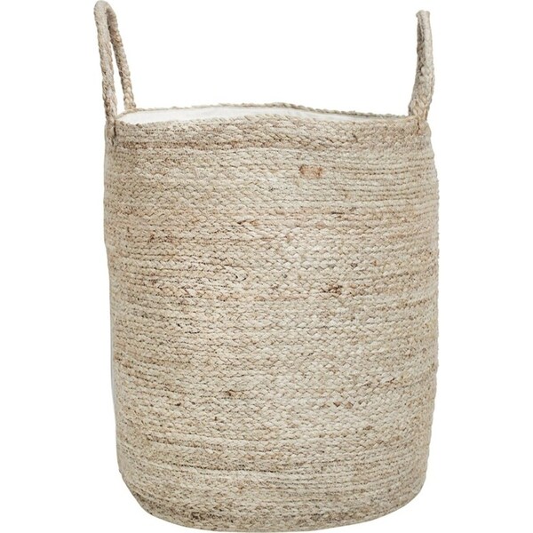 Jute/Cotton 44cm Woven Lined Laundry Basket w/ Handle Home/Room Storage Natural
