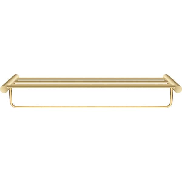 ACA 600mm Brushed Yellow Gold Bath Double Towel Rail Rack Bathroom Shelf Holder Bar Wall Mounted