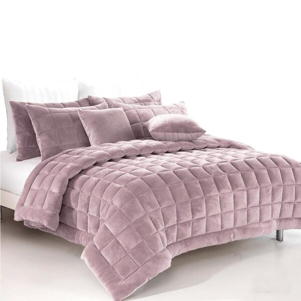 Alastairs Augusta Blush Faux Mink Quilt / Comforter Set (Single, Double, Queen, King, Super King) Double