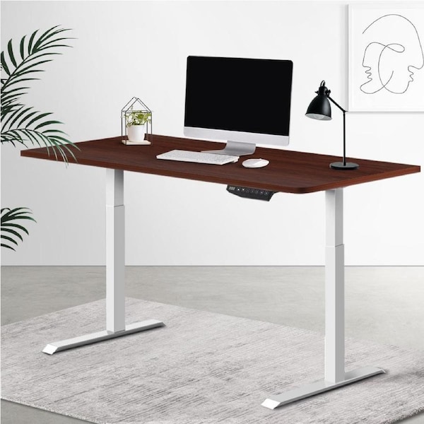 Artiss Electric Standing Desk Dual Motorised Computer Desk 120/140cm Black & Walnut (140CM )
