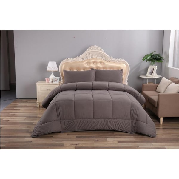 Ramesses Mirco Flannel Comforter Set Printing/Solid Double / Charcoal