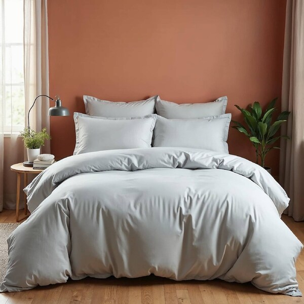 Royal Comfort 1000TC Bamboo Cotton Sheet and Quilt Cover Complete Set Cool Grey / King
