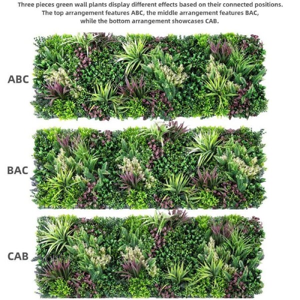 YES4HOMES 3 Artificial Plant Wall Grass Panels Vertical Garden Foliage Tile Fence 50X50 CM